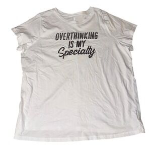 TORRID 2X Classic Fit White Graphic Tee Shirt Overthinking Is My Specialty